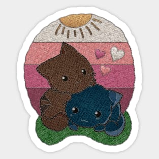 Two Cute Embroidery Cats Sticker